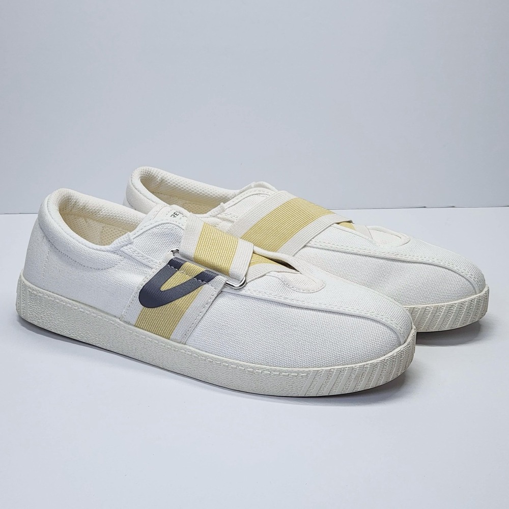 Tretorn Nylite Elastic Shoes Mens Size 8.5 White Slip On Canvas Sneakers EUC